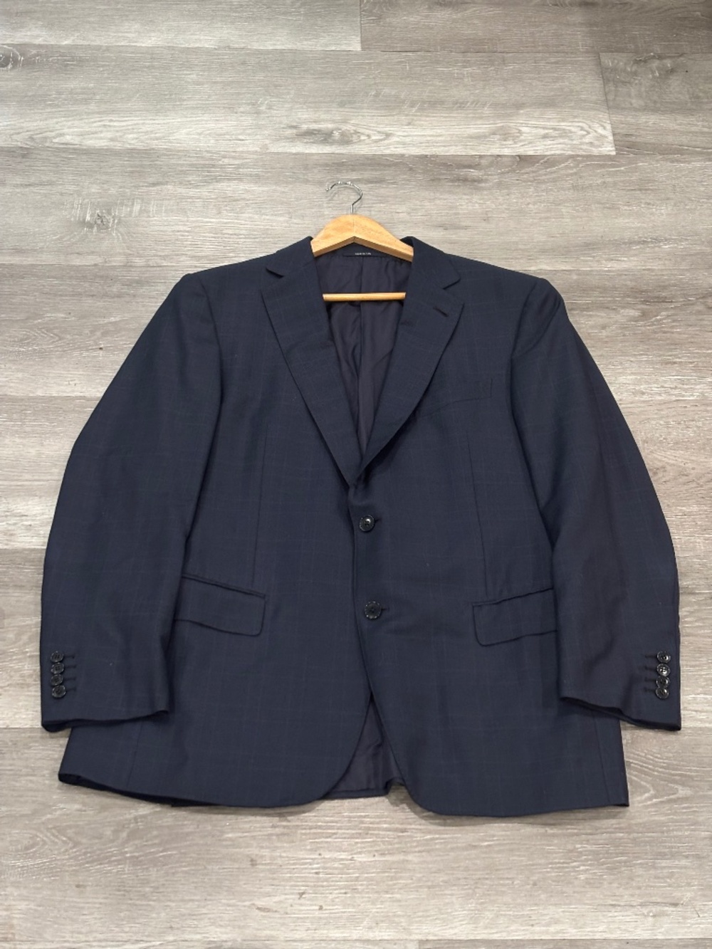 Ermenegildo Zegna Trofeo Wilkes Bashford Sport Coat 54 R 100% Wool Navy Check